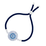 Blue Silver Thread Turkish Evil Eye Bracelet For Women