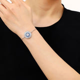 Blue Evil Eye Lucky Cubic Zirconia American Diamond Slider Bracelet