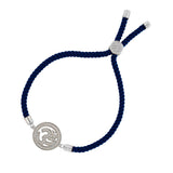 Aum Om Silver Blue American Diamond Adjustable Thread Bracelet
