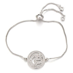 Aum Om Silver Cubic Zirconia American Diamond Slider Tennis Bracelet