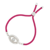 Turkish Evil Eye Baguette Silver Pink Cubic Zirconia Thread Bracelet