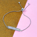 Silver Baguette Cubic Zirconia American Diamond Slider Tennis Bracelet