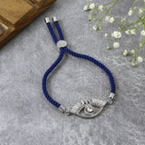 Evil Eye Good Baguette Silver Blue American Diamond Thread Bracelet