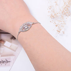 Evil Eye Baguette Cubic Zirconia American Diamond Slider Bracelet