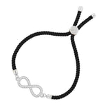 Infinity Silver Black Cubic Zirconia Adjustable Thread Bracelet Women