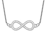 Infinity American Diamond Silver Necklace Pendant Chain