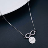 Copper Cubic Zirconia Silver Infinity Charm Necklace Pendant Chain for Women