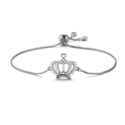 Silver Princess Crown Cubic Zirconia American Diamond Slider Bracelet