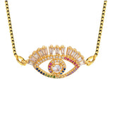 Turkish Evil Eye Cubic Zirconia Diamond Necklace Pendant Chain Women