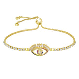 Gold Cz Slider Turkish Evil Eye Bracelet For Women