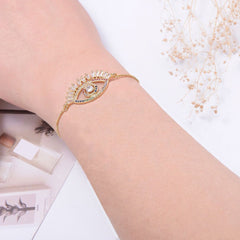 Evil Eye Good Baguette Cubic Zirconia American Diamond Slider Bracelet