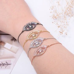 Evil Eye Good Baguette Cubic Zirconia American Diamond Slider Bracelet