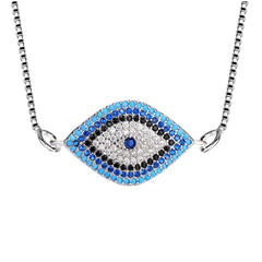 Turkish Blue Evil Eye American Diamond Necklace Pendant Chain Women