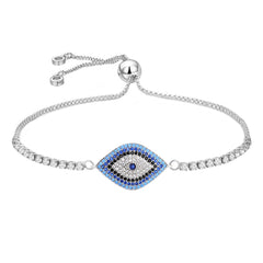Blue Cubic Zirconia Slider Turkish Evil Eye Bracelet Women