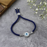 Evil Eye Silver Blue American Diamond Adjustable Thread Bracelet