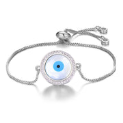 Silver Blue Evil Eye Lucky Cubic Zirconia American Diamond Bracelet