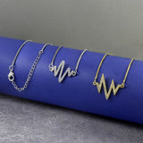 Lightning Heartbeat Lifeline Pulse Cardiogram Gold Cubic Zirconia Necklace Pendant Charm Chain