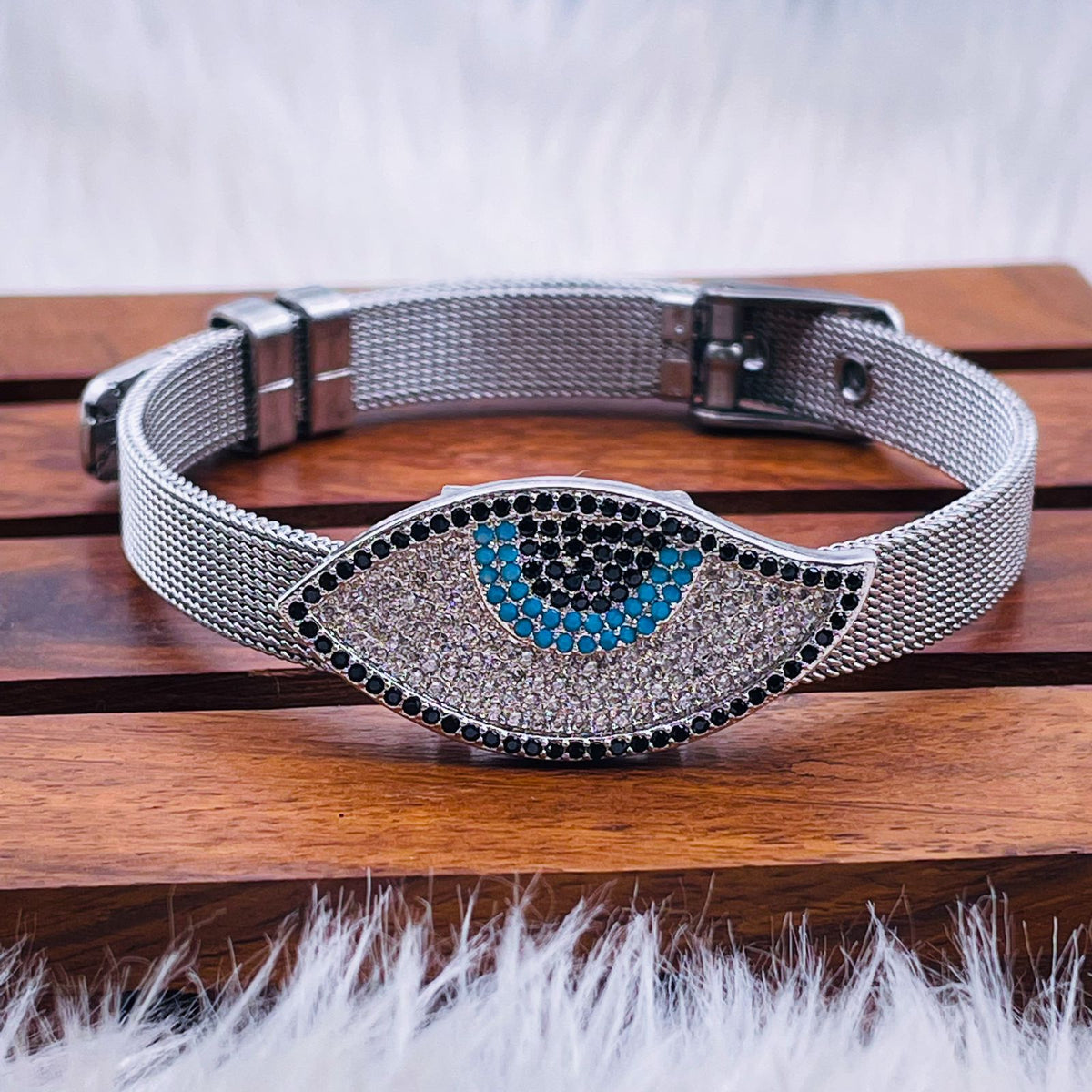 Silver Watch Belt Turkish Evil Eye Bracelet For Women