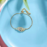 Leaf Petal Floral Gold Cubic Zirconia American Diamond Slider Bracelet