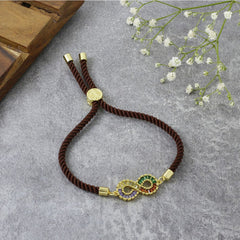 Infinity Rainbow Gold Brown Cubic Zirconia Adjustable Thread Bracelet