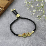 Infinity Rainbow Gold Black Cubic Zirconia Adjustable Thread Bracelet