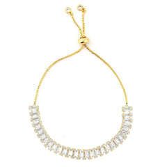 Gold Baguette Cubic Zirconia American Diamond Slider Tennis Bracelet