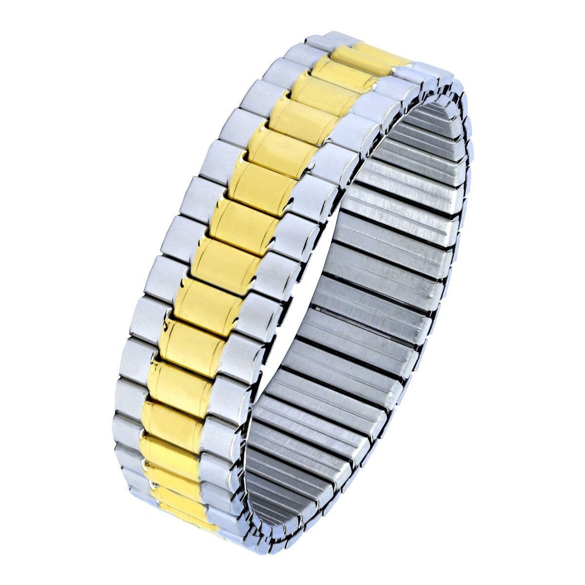 Watch Strap Style Stretch Gold Silver Stainless Steel Bracelet Men