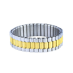 Watch Strap Style Stretch Gold Silver Stainless Steel Bracelet Men