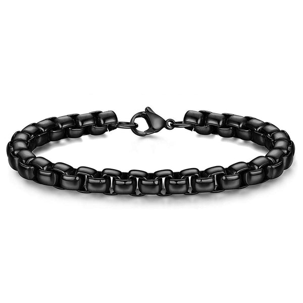 LYNX Black Ion-Plated Stainless Steel Wheat Chain Bracelet - Men