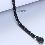 Popcorn Black 316L Stainless Steel Lobster Clasp Chain for Men