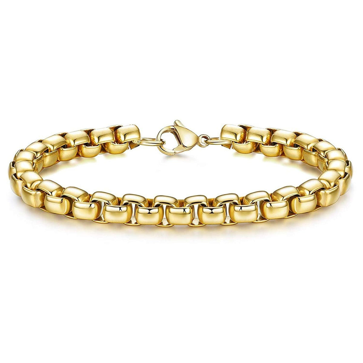 Popcorn Gold 316L Stainless Steel Lobster Clasp Bracelet For Men
