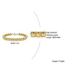 Popcorn Gold 316L Stainless Steel Lobster Clasp Chain for Men