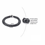 Layered Wrist Wrap Black Stainless Steel Curb Popcorn Chain Bracelet