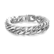 Glossy Silver Curb Cuban 316L Stainless Steel Bracelet For Men