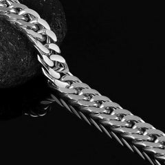 Glossy Silver Curb Cuban 316L Stainless Steel Bracelet For Men