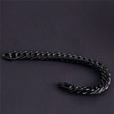 Glossy Black Curb Cuban 316L Stainless Steel Bracelet For Men