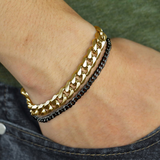 Double Layered Black Gold 316L Stainless Steel Curb Chain Bracelet