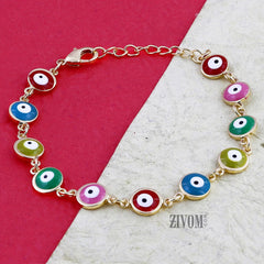 Turkish Evil Eye Lucky Multi colour 18K Gold Plated Bracelet