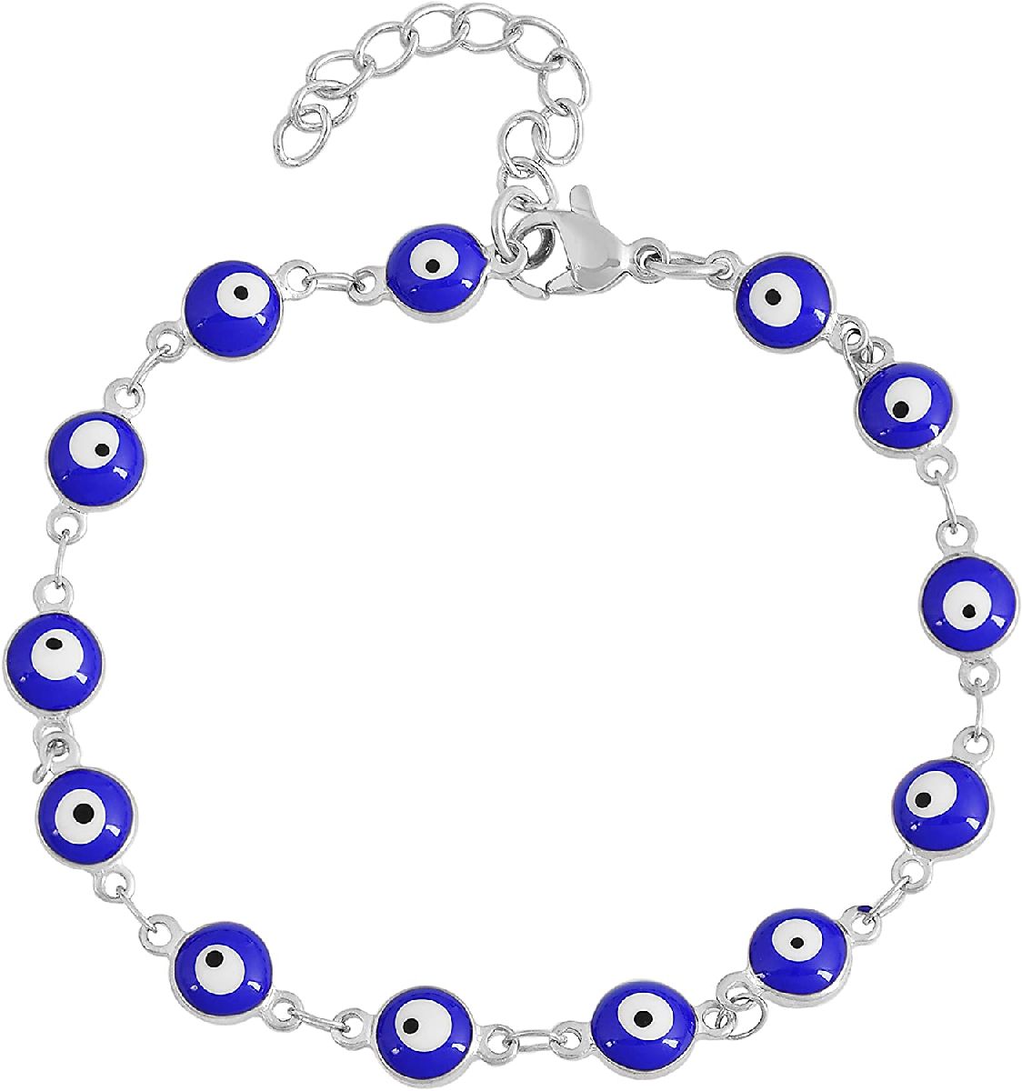 Turkish Blue Evil Eye Lucky Silver Bracelet For Women