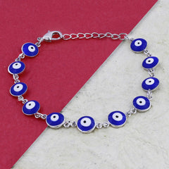 Turkish Blue Evil Eye Lucky Silver Bracelet For Women