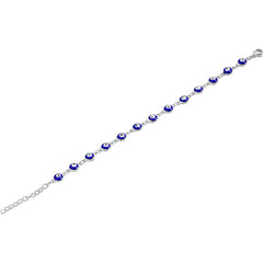 Turkish Blue Evil Eye Lucky Silver Bracelet For Women