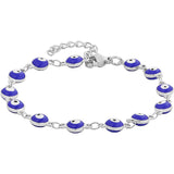 Turkish Blue Evil Eye Lucky Silver Bracelet For Women