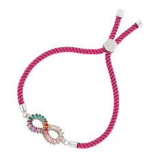 Infinity Rainbow Silver Pink Cubic Zirconia Thread Bracelet