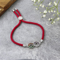 Infinity Rainbow Silver Pink Cubic Zirconia Thread Bracelet