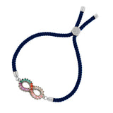 Infinity Rainbow Silver Blue Cubic Zirconia Thread Bracelet