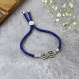 Infinity Rainbow Silver Blue Cubic Zirconia Thread Bracelet