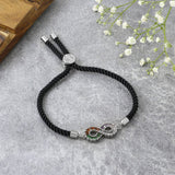 Infinity Rainbow Silver Black Cubic Zirconia Thread Bracelet