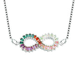 Infinity Love Colorful Rainbow Diamond Necklace Pendant Chain Women