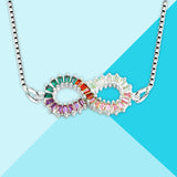 Infinity Love Colorful Rainbow Diamond Necklace Pendant Chain Women
