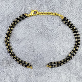 Black Beads Double Layer Bracelet Hand Mangalsutra For Women